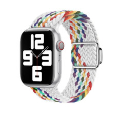 For Apple Watch Ultra 49mm Nylon Loop Magnetic Buckle Watch Band(White Rainbow) For Apple Watch Ultra 49mm Nylon Loop Magnetic Buckle Watch Band(White Rainbow)