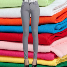 Mid-Waist Stretch Candy-Colored Tight Trousers Look-Sliming Jeans, Size: 29(Silver Gray)