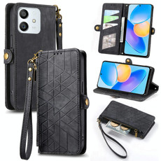 For Honor Play6T Pro Geometric Zipper Wallet Side Buckle Leather Phone Case(Black)