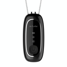 Upgrade Dual-brush Negative Ion Air Purifier Neck Small Portable Air Purifier, Style: Chain Model (Black)