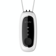 Upgrade Dual-brush Negative Ion Air Purifier Neck Small Portable Air Purifier, Style: Chain Model (White)