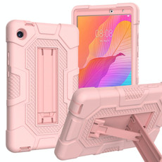 For Huawei MatePad T8 Contrast Color Robot B3 Silicone Hybrid PC Tablet Case with Holder(Rose Gold) For Huawei MatePad T8 Contrast Color Robot B3 Silicone Hybrid PC Tablet Case with Holder(Rose Gold)