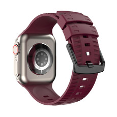 Tire Texture Silicone Watch Band For Apple Watch SE 44mm(Wine Red)