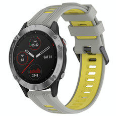 For Garmin Fenix 6 Solar Sports Two-Color Silicone Watch Band(Grey+Yellow) For Garmin Fenix 6 Solar Sports Two-Color Silicone Watch Band(Grey+Yellow)