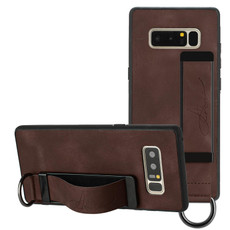 For Samsung Galaxy Note8 Wristband Holder Leather Back Phone Case(Coffee)