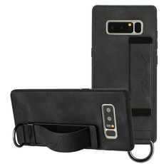 For Samsung Galaxy Note8 Wristband Holder Leather Back Phone Case(Black)