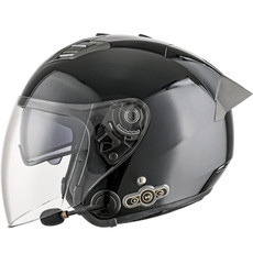 KUQIBAO Motorcycle Smart Bluetooth Sun Protection Double Lens Safety Helmet, Size: L(Bright Black+Gray Tail)