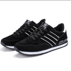 Mens Outdoor Casual Sport Shoes Lightweight Comfortable Leather Walking Running Sneakers, Size: 45(Black)