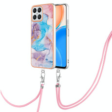 For Honor X8 4G Electroplating IMD TPU Phone Case with Lanyard(Blue Marble) For Honor X8 4G Electroplating IMD TPU Phone Case with Lanyard(Blue Marble)