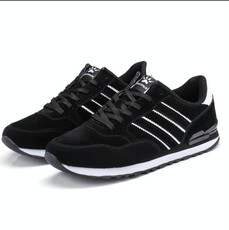 Mens Outdoor Casual Sport Shoes Lightweight Comfortable Leather Walking Running Sneakers, Size: 42(Black)