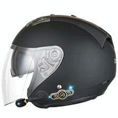 KUQIBAO Motorcycle Smart Bluetooth Sun Protection Double Lens Safety Helmet, Size: L(Matte Black)