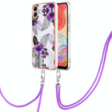 For Samsung Galaxy A04e Electroplating IMD TPU Phone Case with Lanyard(Purple Flower) For Samsung Galaxy A04e Electroplating IMD TPU Phone Case with Lanyard(Purple Flower)