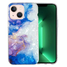 For iPhone 13 mini IMD Shell Pattern TPU Phone Case(Sky Blue Purple Marble)