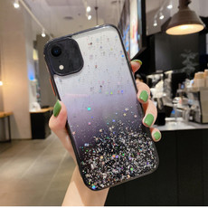 For iPhone XR Starry Gradient Glitter Powder TPU Phone Case(Black)