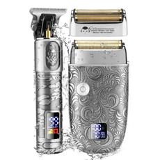Men Bald Haircut 2 In 1 Electric Hair Clipper Waterproof Set(Gray)