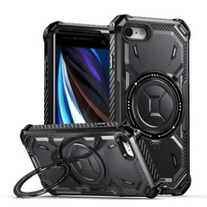 For iPhone SE 2022 / 2020 / 8 / 7 Armor Series MagSafe Magnetic Holder Phone Case(Black)