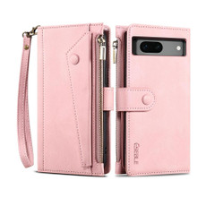 For Google Pixel 7a ESEBLE Retro Frosted RFID Flip Leather Phone Case(Rose Gold)