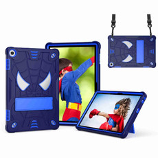 For Lenovo Tab M10 3rd Gen Spider Texture Silicone Hybrid PC Tablet Case with Shoulder Strap(Navy Blue + Blue)
