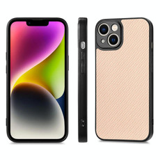 For iPhone 6 / 6s Carbon Fiber Texture Leather Back Cover Phone Case(Khaki)