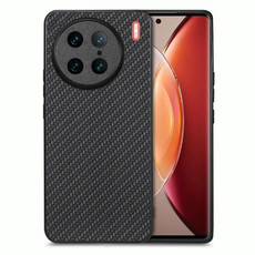For vivo X90 Pro Carbon Fiber Texture Leather Back Cover Phone Case(Black)