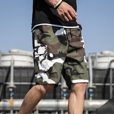 Summer Men Thin and Loose Fitting Casual Beach Shorts, Size:XXXXXL(9033-Green White Camo)