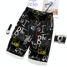 Men Summer Thin Straight Leg Casual Shorts, Size:XXL(White Letters)