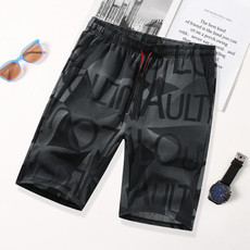 Men Summer Thin Straight Leg Casual Shorts, Size:L(Grey)