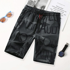 Men Summer Thin Straight Leg Casual Shorts, Size:XXXXL(Grey)