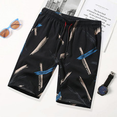 Men Summer Thin Straight Leg Casual Shorts, Size:XXXXXL(Stripes)