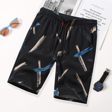 Men Summer Thin Straight Leg Casual Shorts, Size:XL(Stripes)
