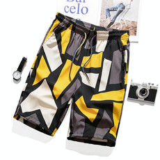 Men Summer Thin Straight Leg Casual Shorts, Size:XXXL(Geometric Pattern)