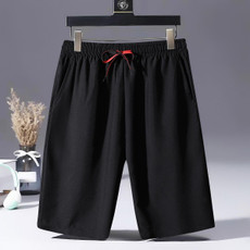 Men Summer Thin Straight Leg Casual Shorts, Size:XXXXL(Black)
