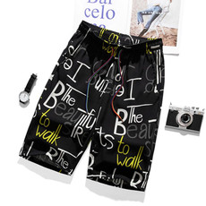 Men Summer Thin Straight Leg Casual Shorts, Size:XXXXXL(White Letters)