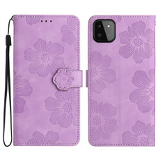 For Samsung Galaxy A22 5G Flower Embossing Pattern Leather Phone Case(Purple) For Samsung Galaxy A22 5G Flower Embossing Pattern Leather Phone Case(Purple)