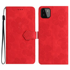 For Samsung Galaxy A22 5G Flower Embossing Pattern Leather Phone Case(Red) For Samsung Galaxy A22 5G Flower Embossing Pattern Leather Phone Case(Red)