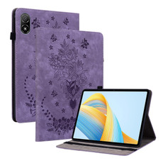 For Honor Pad V8 Pro Butterfly Rose Embossed Leather Tablet Case(Purple)