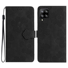 For Samsung Galaxy A22 4G Flower Embossing Pattern Leather Phone Case(Black) For Samsung Galaxy A22 4G Flower Embossing Pattern Leather Phone Case(Black)