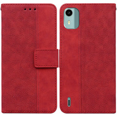 For Nokia C12 Geometric Embossed Leather Phone Case(Red)