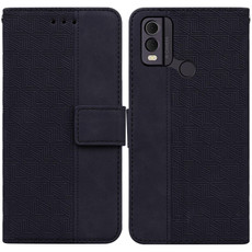 For Nokia C22 Geometric Embossed Leather Phone Case(Black)