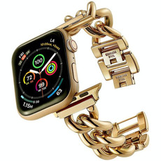 Big Denim Chain Metal Watch Band For Apple Watch SE 44mm(Gold) Big Denim Chain Metal Watch Band For Apple Watch SE 44mm(Gold)