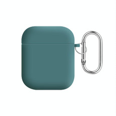 For AirPods 2 / 1 PC Lining Silicone Bluetooth Earphone Protective Case(Pine Needle Green)