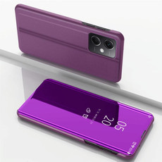 For Redmi Note 12 4G Global Plated Mirror Horizontal Flip Leather Phone Case with Holder(Purple Red)