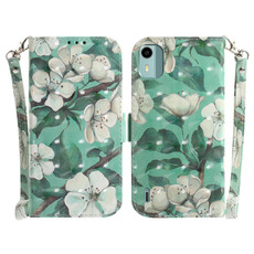 For Nokia C12 3D Colored Horizontal Flip Leather Phone Case(Watercolor Flower)