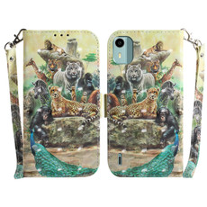 For Nokia C12 3D Colored Horizontal Flip Leather Phone Case(Zoo)