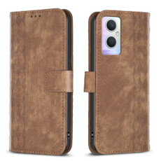For OPPO A96 5G / Reno7 Z Plaid Embossed Leather Phone Case(Brown)