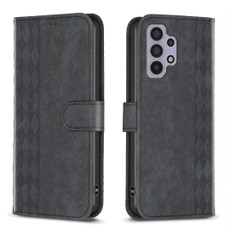 For Samsung Galaxy A32 4G Plaid Embossed Leather Phone Case(Black)