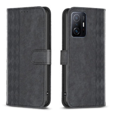 For Xiaomi 11T / 11T Pro Plaid Embossed Leather Phone Case(Black)