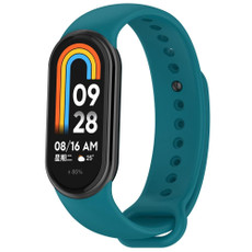 For Xiaomi Mi Band 8 Solid Color Stainless Steel Plug Replacement Watch Band (Navy Blue)