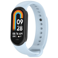 For Xiaomi Mi Band 8 Solid Color Stainless Steel Plug Replacement Watch Band (Light Blue)