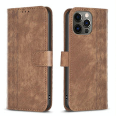 For iPhone 12 Pro Max Plaid Embossed Leather Phone Case(Brown) For iPhone 12 Pro Max Plaid Embossed Leather Phone Case(Brown)